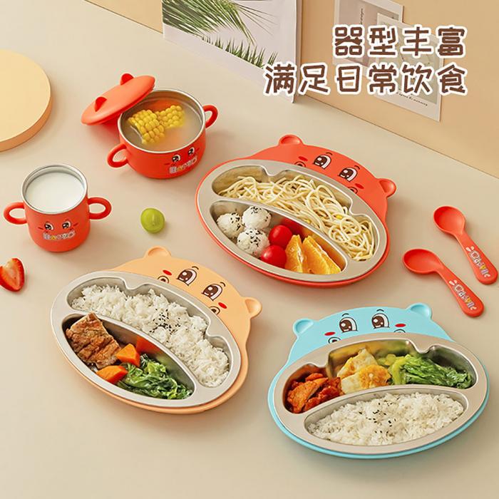 嘟嘟河馬不銹鋼套裝兒童餐具